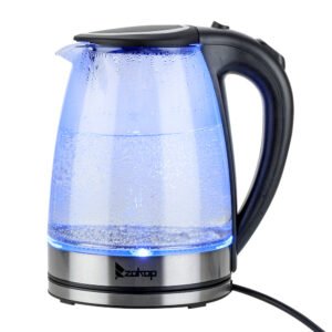 1.8L Electric Glass Kettle 2000W LED Lights Fast Boil Jug Cordless UK Plug